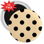 Polka Dots - Black on Peach Orange 3  Magnet (10 pack)