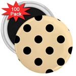 Polka Dots - Black on Peach Orange 3  Magnet (100 pack)