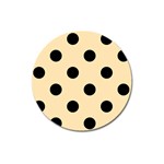 Polka Dots - Black on Peach Orange Magnet 3  (Round)