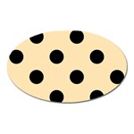 Polka Dots - Black on Peach Orange Magnet (Oval)