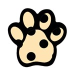 Polka Dots - Black on Peach Orange Magnet (Paw Print)