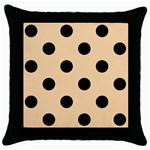 Polka Dots - Black on Sunset Orange Throw Pillow Case (Black)