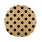 Polka Dots - Black on Sunset Orange Standard 15  Premium Round Cushion