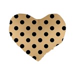 Polka Dots - Black on Sunset Orange Standard 16  Premium Heart Shape Cushion