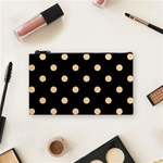 Polka Dots - Sunset Orange on Black Cosmetic Bag (S)