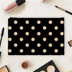 Polka Dots - Sunset Orange on Black Cosmetic Bag (L)