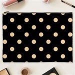 Polka Dots - Sunset Orange on Black Cosmetic Bag (XXXL)