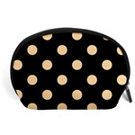 Polka Dots - Sunset Orange on Black Accessory Pouch (Large)