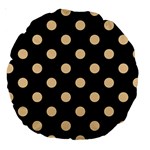 Polka Dots - Sunset Orange on Black Large 18  Premium Round Cushion