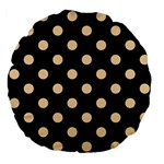 Polka Dots - Sunset Orange on Black Large 18  Premium Flano Round Cushion