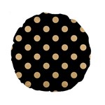 Polka Dots - Sunset Orange on Black Standard 15  Premium Round Cushion