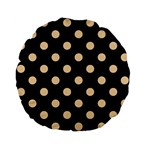 Polka Dots - Sunset Orange on Black Standard 15  Premium Flano Round Cushion