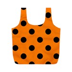 Polka Dots - Black on Orange Full Print Recycle Bag (M)