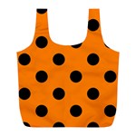 Polka Dots - Black on Orange Full Print Recycle Bag (L)