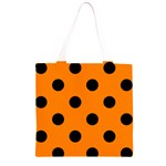 Polka Dots - Black on Orange Grocery Light Tote Bag