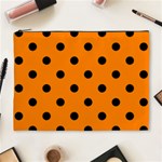 Polka Dots - Black on Orange Cosmetic Bag (XL)