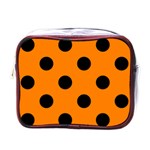 Polka Dots - Black on Orange Mini Toiletries Bag (One Side)