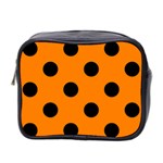 Polka Dots - Black on Orange Mini Toiletries Bag (Two Sides)