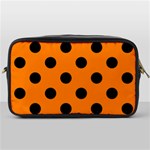 Polka Dots - Black on Orange Toiletries Bag (One Side)