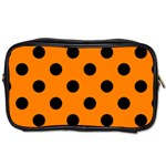 Polka Dots - Black on Orange Toiletries Bag (Two Sides)