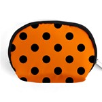 Polka Dots - Black on Orange Accessory Pouch (Medium)