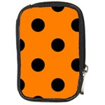 Polka Dots - Black on Orange Compact Camera Leather Case