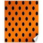 Polka Dots - Black on Orange Canvas 11  x 14 