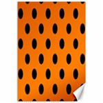 Polka Dots - Black on Orange Canvas 12  x 18 