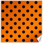 Polka Dots - Black on Orange Canvas 16  x 16 