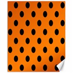 Polka Dots - Black on Orange Canvas 16  x 20 