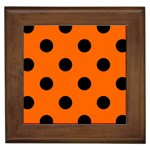 Polka Dots - Black on Safety Orange Framed Tile