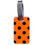 Polka Dots - Black on Safety Orange Luggage Tag (Two Sides)