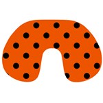 Polka Dots - Black on Safety Orange Travel Neck Pillow