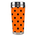 Polka Dots - Black on Safety Orange Stainless Steel Travel Tumbler