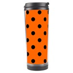 Polka Dots - Black on Safety Orange Travel Tumbler