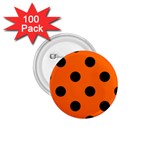 Polka Dots - Black on Safety Orange 1.75  Button (100 pack)