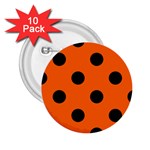 Polka Dots - Black on Safety Orange 2.25  Button (10 pack)