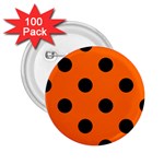 Polka Dots - Black on Safety Orange 2.25  Button (100 pack)