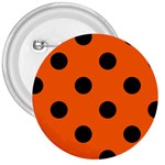 Polka Dots - Black on Safety Orange 3  Button