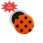 Polka Dots - Black on Safety Orange 1.75  Magnet (10 pack)