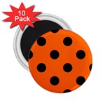 Polka Dots - Black on Safety Orange 2.25  Magnet (10 pack)