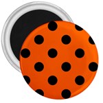 Polka Dots - Black on Safety Orange 3  Magnet