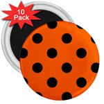 Polka Dots - Black on Safety Orange 3  Magnet (10 pack)