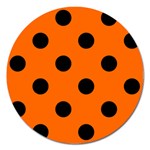 Polka Dots - Black on Safety Orange Magnet 5  (Round)