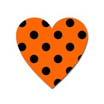 Polka Dots - Black on Safety Orange Magnet (Heart)