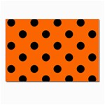 Polka Dots - Black on Safety Orange Postcard 5  x 7 