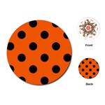 Polka Dots - Black on Safety Orange Playing Cards (Round)