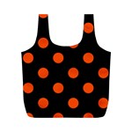 Polka Dots - Tangelo Orange on Black Full Print Recycle Bag (M)