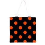 Polka Dots - Tangelo Orange on Black Grocery Light Tote Bag