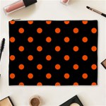 Polka Dots - Tangelo Orange on Black Cosmetic Bag (XL)